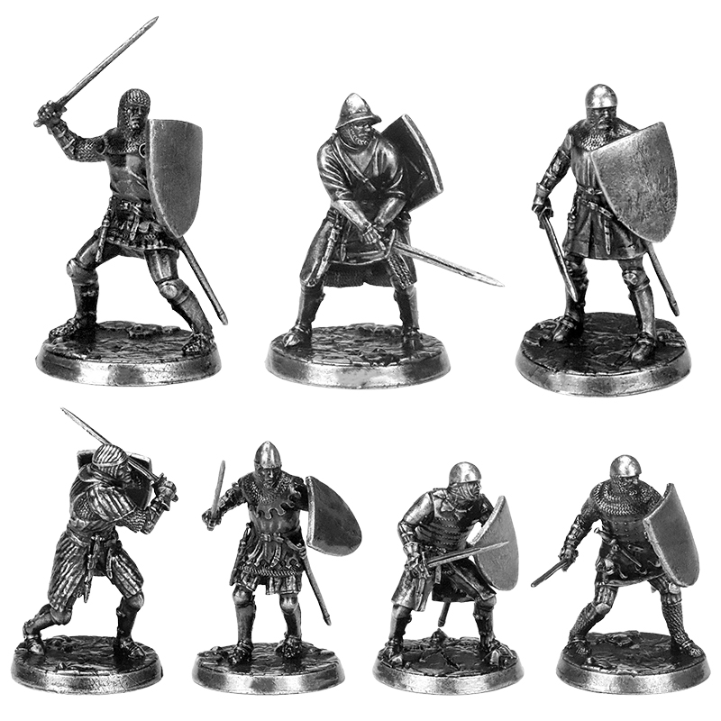 Tablet Accessories Kit - Middeleeuws metalen ridder- en soldatenbeeldje, infanterie-set,