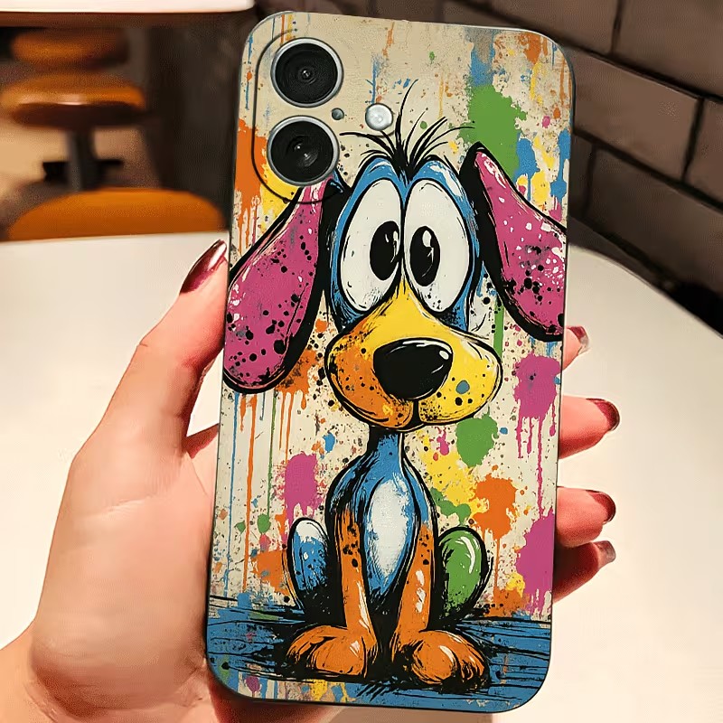 Tablet And Accessories Case - Graffiti gekleurde puppy TPU telefoonhoesje voor